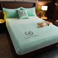 Non Slip Bedspread Solid Color Bedside Cover Throw Blanket Bedroom Super Soft Protector Bed Cover With Elastic Rubber Band Sheet 2PCS Pillowcase48x74