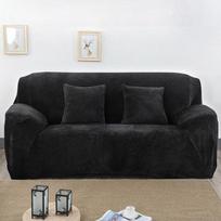 Pliušinis audinys Sofos užvalkalas Minkštas, odai draugiškas, tampus Sofos uždangalas Sofos užvalkalas Baldų apsauga Sofos užvalkalas Svetainei S Size (90-140cm) juoda