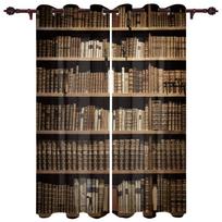 Senovinės bibliotekos knygų užuolaidos svetainei Šiuolaikinės virtuvės užuolaidos Namų miegamojo langų apdorojimo žaliuzės 135W x 60H(cm)
