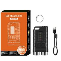 1000LM 100M 500MAH V10L EDC mini žibintuvėlis įkraunamas vandeniui atsparus raktų pakabukas Redline mėlyna raudona UV balta šilta šviesa Regular Black