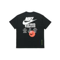 Nike Pasaulio Turas Proginis Leidimas Raidžių Logotipo Spausdinimo Apvalios Kaklo Trumpomis Rankovėmis Marškinėliai Vyriški Viršutiniai Drabužiai Juodi DA0990-010 L gray