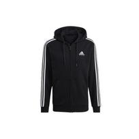 Adidas 3 juostų striukė su gobtuvu, užsegama užtrauktuku, vyriška, viršutinis drabužis, juoda GK9051 XL black