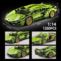 MOC 1:14 miesto greitaeigių automobilių prabangių automobilių lenktynių transporto priemonės su „Super Racers“ statybiniais blokais, automobilių plytomis, žaislais vaikams, dovana No Box