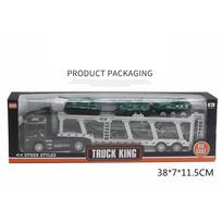 1/48 sunkvežimis su automobiliais žaislų rinkinys Nešiojama lydinio plastikinė transporto priemonė su automobilių modeliais dovanoms papuošti 1/48-Size:35*7*5cm žalia