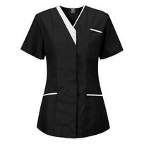 Moterų slaugytojų tunika Uniform Clinic Carer V formos kaklo apsauginiai drabužiai XXL juoda