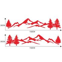 2 vnt. automobilių lipdukai Tree Mountain Car Decor PET Forest lipdukas 150*30CM Auto lipdukas SUV RV Offroad balta