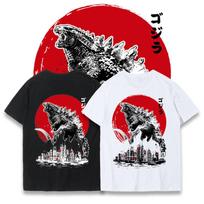 2023 Pavasario ir Vasaros Nauji Godzilla Marškinėliai Vyrams Korėjietiško Stiliaus Laisvi Grynos Apvalios Kaklo Japoniški Retro Madingi Trumpomis Rankovėmis S