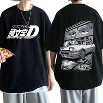 Anime Drift AE86 Initial D dvipusiai vyriški marškinėliai trumpomis rankovėmis trumpomis rankovėmis vasaros laisvalaikio unisex R34 Skyline GTR JDM Manga marškinėliai S