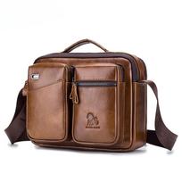 Brand Man Messenger Bag Natūralios odos Crossbody Bag Madingas vyriškas Kelioninis krepšys per petį ruda