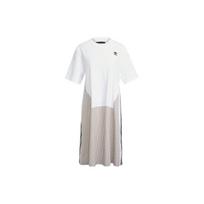 Adidas Originals Trys Juostelės Spalvų Blokas Apvalus Kaklas Tiesus Laisvalaikio Trumpomis Rankovėmis Suknelė Moteriškos Suknelės Balta H59022 XXS