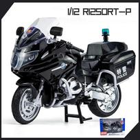 1/12 BMW R1250RT-P Policijos Simuliacinis Lydinio Motociklo Modelis Amortizatoriai Garsas ir Šviesa Kolekcinis Žaislinis Automobilis Vaikų Dovanai juoda