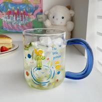 800ML Didelės talpos stiklinis puodelis su šiaudeliu ir dangteliu Animacinis komiksas Mažasis princas Biuro pieno arbatos sulčių puodeliai Rankas šildantys puodeliai 800ml