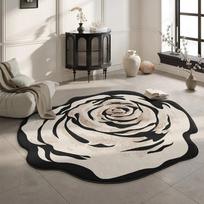 Svetainės kilimas Gėlių kilimai Kėdės grindų kilimėlis Juoda Balta Prabangi namų puošyba Kilimas Miegamojo lovūžio kilimėliai Alfombra De Salón Diameter 80cm