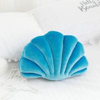 Jūros kriauklės aksominis galinis apvalkalas kimštas pliušinis pagalvė namams namų lovos sofos pagalvėlė dekoracija pliušiniai žaislai dovana 34*25cm mėlyna