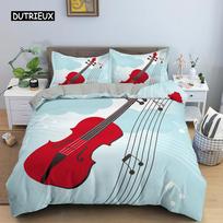3D Spausdintas patalynės komplektas Gitara Užvalkalas antklodei Kūdikiams Vaikams Su pagalvės užvalkalu Antklodės užvalkalas Muzikinė nata Poliesterio užvalkalas antklodei EU single(135x200cm) gray