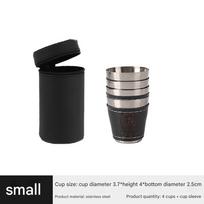 4 vnt. 30/70/180 ml lauko kelioninės stovyklavimo indų puodelių rinkinys, iškylos reikmenys, nerūdijančio plieno vandens puodelis su PU odos rankove. 30ML