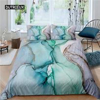 Chic Marble Duvet Cover Microfiber Mint Gold Glitter Turquoise Bedding Set Abstract Aqua Blue Quilt Cover Single Twin Full Size EU single(135x200cm)
