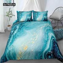 Chic Marble Duvet Cover Microfiber Mint Gold Glitter Turquoise Bedding Set Abstract Aqua Blue Quilt Cover Single Twin Full Size 70x133cm 2pcs