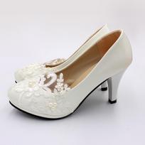 Xingchen moteriški didelio dydžio balti nuotakos aukštakulniai vestuvėms ir pamergėms 8cm heel height, 39