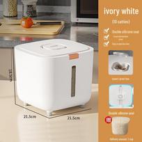 Ryžių kibiras: Apsaugotas nuo vabzdžių, atsparus drėgmei, maistinis laikymo indas ryžiams ir miltams 10kg with measuring cup dramblio kaulo baltumo spalva
