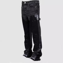 GMXIA Vyriški džinsiniai kombinezonai Madingi Ins kombinezonai Elastingi lopai Denim laminuoti plačiais galais M juoda pilka spalva