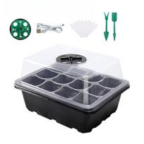 Daigų dėklas su LED auginimo lempomis, augalų sėklų daiginimo dėklo rinkinys, šiltnamio auginimo dėklai su 1pc juoda