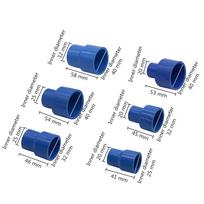 25–20 mm 40–32 mm 40/32–20/25 mm PVC tiesūs redukuojantys jungikliai Vamzdžio reduktoriaus adapteris Drėkinimo vandens vamzdžio jungiamoji dalis 1 vnt. 25mm-20mm mėlyna