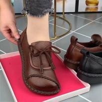 Retro odiniai batai moterims Nauji madingi loaferiai Britiško stiliaus apvaliu pirštu minkštu padu Batai Retro laisvalaikio stiliaus storapadžiai viengubai batai 41 juoda