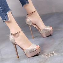 Platforminiai Aukštakulniai Bateliai Moteriški Batai Kulniukai Sandalai Vestuviniai Batai Sandalia Feminina 12 CM Kulniukai Escarpins Tacones Mujer 34 auksas