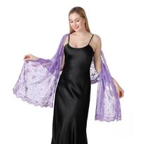 Elegantiškas žvaigždžių ir mėnulio siuvinėtas šalis vestuvėms ir vakarams violetinė