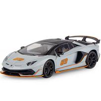 1/18 Aventador SVJ 63 lydinio lenktyninio automobilio modelis, metalinis žaislų rinkinys, garsas ir šviesa, nuimamas, nuimamas, modeliavimas, vaikų dovana pilka spalva