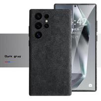 Prabangi Italijoje importuota zomšos odos stipri Magsafe telefono dėklas Samsung Galaxy S24 S25 Ultra Plus pilnai dengiantis aukščiausios kokybės dėklas Artificial Leather&Galaxy S25 tamsiai pilka spalva