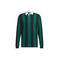 Adidas Go-To rankovė Rugby polo marškinėliai Dryžuotos spalvų blokų ilgomis rankovėmis vyriški polo marškinėliai Miško žalia IQ2972 M
