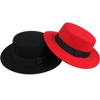 Retro juoda plokščia viršutinė fedora skrybėlė - Unisex korėjietiško ir britiško stiliaus pavasario/rudens madai kupranugaris