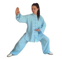 Pavasarinis/vasarinis medvilnės ir šilko Tai Chi kostiumas - vyriški ir moteriški praktikos bei pasirodymų drabužiai Extra Extra Extra Large šviesiai mėlyna spalva