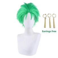 Anime figūrėlės Roronoa Zoro Cosplay kostiumas Vienodas Žalias paltas Kelnės Galvos skara Roronoa Zoro Perukas Auskarai Helovinas Vyriški drabužiai S&ONE PIECE