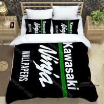3D Retro spausdinimo K-Kawasaki motociklo logotipas patalynės komplektas Elegantiškas patalynės komplektas Antklodės užvalkalas Lovo užvalkalas Prabangi gimtadienio dovana EU Single 135x200cm