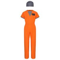 Vaikų kalinio kostiumas Dryžuotas kalinio kombinezonas Kepurės dizainas Kalinys Įkalintasis Kalėjimo uniforma Teminis vakarėlis Cosplay 7-8 Years oranžinė