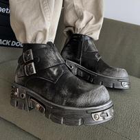 Vyriški aukštakulniai batai Amerikietiško retro stiliaus Seni roko trumpi batai Punk stiliaus Didelis priekis Vyriški platforminiai batai Madingi diržo sagties odiniai batai 38 sidabras