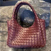 25cm natūralios odos moteriška rankinė avikailio crossbody minimalistinė madinga tote rankinė Nappa avikailio retro pynimo viena peties 35 (Bottom) × 18 × 30cm vyno raudonos spalvos