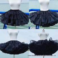 Lolita Cosplay pūstas apatinis sijonas - angeliškos tarnaitės apatinis sijonas su bekauliu tinkleliu ir vidiniu pamušalu 25cm x 6m juoda