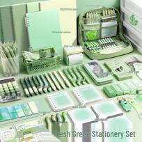 Žalias atgal į mokyklą raštinės reikmenų dovanų rinkinys pirmokams - Ideali gimtadienio dovana mergaitėms Basic Set/Green Stationery Set