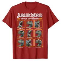 Jurassic World Two Blue Raptor Expressions Graphic T-Shirt Cute Cartoon Dinosaur Lover Outfit Graphic Tee Top Streetwear Clothes S brown