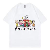 Snoopy draugų animacinis anime moteriškas marškinėlis vasarinis trumpomis rankovėmis 100% medvilnė vyriški marškinėliai viršutiniai drabužiai 2025 m. nauja mada poros drabužiai S
