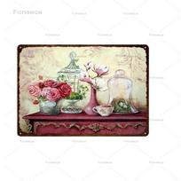 Senovinių Gėlių Metalo Ženklas Sodo Gėlių Retro Skardinės Plokštelės Namų Dekoras Sienos Menas Geležies Tapyba 20X30Cm 20x30cm（7.8x11.8inch）