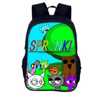 Naujas ritmo dėžės rašto kuprinė, Sprunki muzikos žaidimo mokyklinė kuprinė pradinių ir vidurinių mokyklų mokiniams. 16 inch single layer backpack