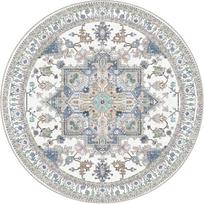 Apvalus baltas mėlynas smėlio spalvos gėlių geometrinis kilimėlis - Vintažinė kilimo apdaila svetainei ir miegamajam namų dekoras kilimas 40x40cm