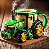 Retro Green Tractor-shaped Coffee Cup, Creative Home, Kitchen, Desktop Decorative Ornaments, Water Cup Gift, 1Pc 301-400ml