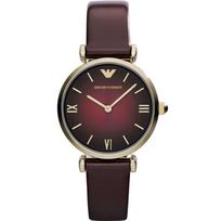Emporio Armani Gianni T-Bar Rudo Odos Moteriškas Kvarcinis 2 Rodyklių Laikrodis AR1757 ruda