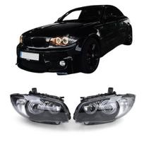 Priekiniai žibintai su geltonais angel eyes DEPO V1, komplektas skirtas BMW E81 / E82 / E87 / E88